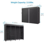 Portant à vêtements très résistant VIPEK V40C Plus avec housse, grande armoire-penderie noire avec housse en tissu polyester, charge maximale 590 kg