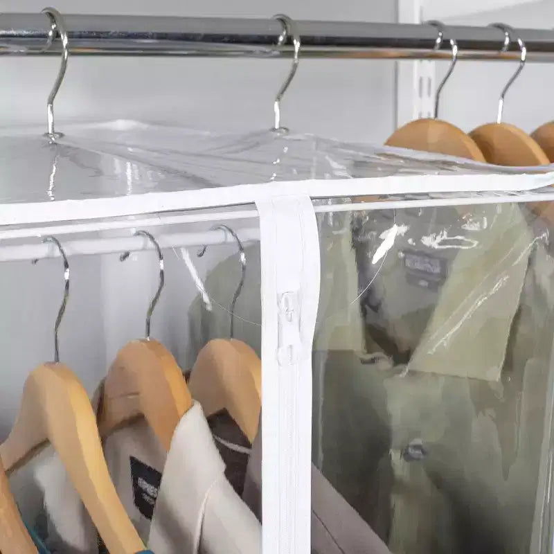 Housse de vêtement - Organiseur de placard suspendu transparent - Housse zippée durable avec tringle protège robes, costumes et vestes de la poussière et de l'humidité