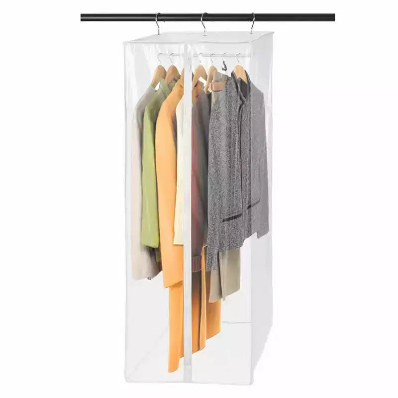 Housse de vêtement - Organiseur de placard suspendu transparent - Housse zippée durable avec tringle protège robes, costumes et vestes de la poussière et de l'humidité