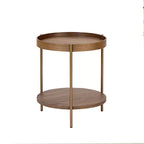 Ensemble de 2 tables basses rondes modernes à 2 niveaux, tables d'appoint élégantes en bois pour salon, chambre, bureau et balcon 4Q - ModernLuxe