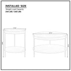 Ensemble de 2 tables basses rondes modernes à 2 niveaux, tables d'appoint élégantes en bois pour salon, chambre, bureau et balcon 4Q - ModernLuxe