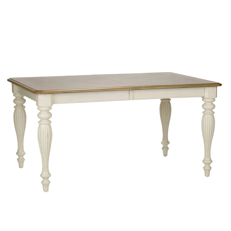 Table à piètement rectangulaire en Noyer de muscade et Blanc