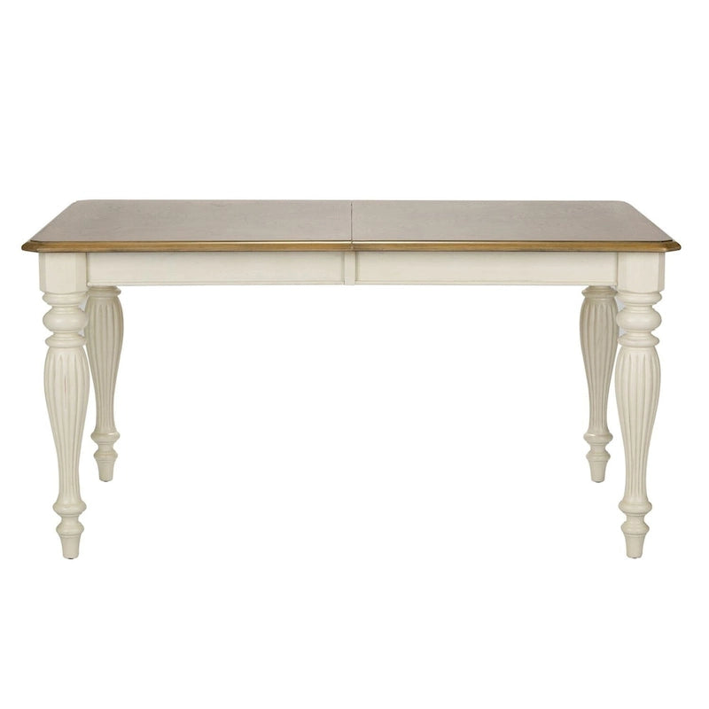 Table à piètement rectangulaire en Noyer de muscade et Blanc