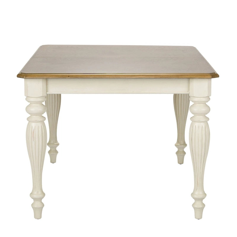 Table à piètement rectangulaire en Noyer de muscade et Blanc