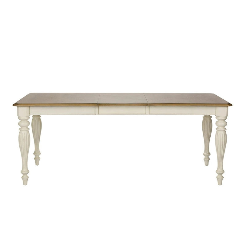 Table à piètement rectangulaire en Noyer de muscade et Blanc