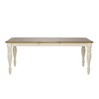 Table à piètement rectangulaire en Noyer de muscade et Blanc