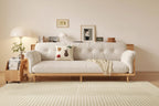 Canapé 3 places moderne en tissu mélangé coton-lin, beige