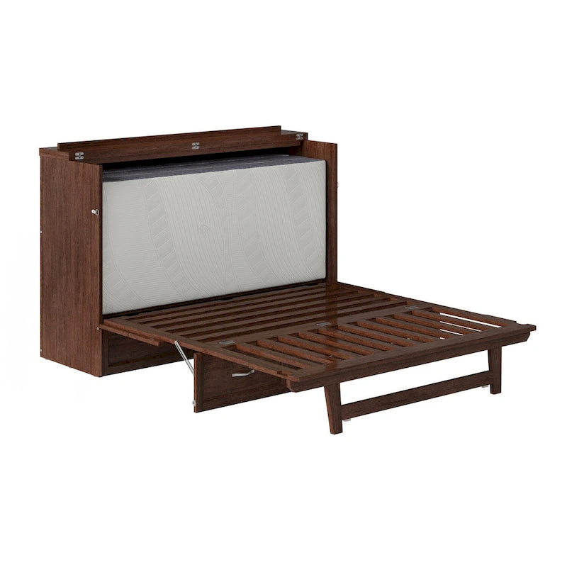 Lit escamotable Queen avec matelas en ambre brûlé