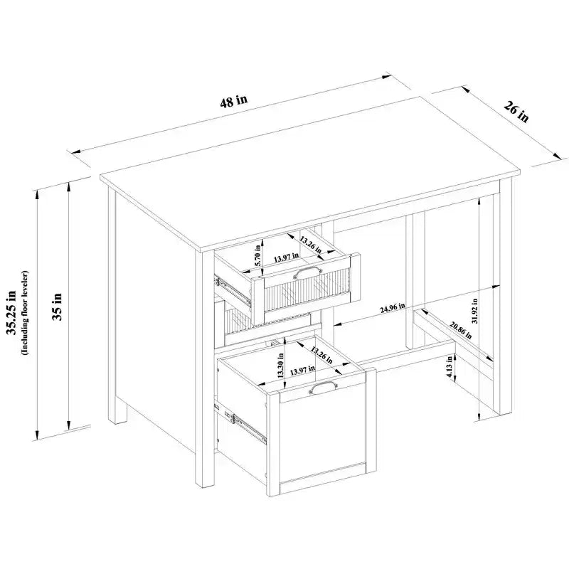 Îlot de cuisine en verre cannelé et bois de 48 po avec coin repas - Hearth & Hand avec Magnolia