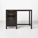 Îlot de cuisine en verre cannelé et bois de 48 po avec coin repas - Hearth & Hand avec Magnolia
