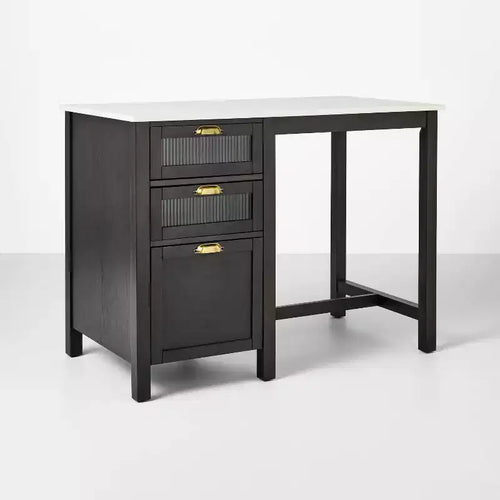 48 Reeded Glass & Wood Kitchen Island with Seating Nook - Hearth & Hand with Magnolia