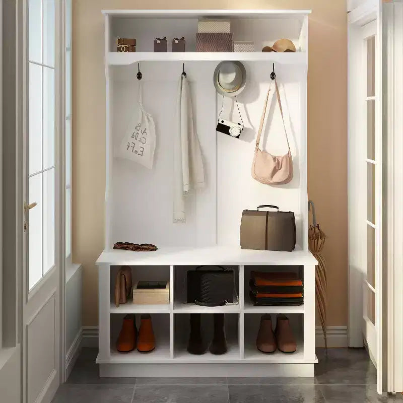 Meuble d'entrée Famapy, banc de rangement et étagère à chaussures