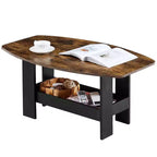 Table basse VECELO pour salon avec compartiment de rangement, marron