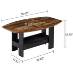 Table basse VECELO pour salon avec compartiment de rangement, marron
