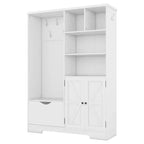 Meuble d'entrée 5 en 1 ModernLuxe de 52,7 po avec 7 crochets, armoire à chaussures et banc de rangement pour entrée, porte-manteau moderne avec étagères de rangement 4Q