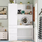 Famapy White Armoire With Vanity Table and Mirror Versatile Wardrobe