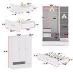 Armoire blanche Famapy avec coiffeuse et miroir, garde-robe polyvalente