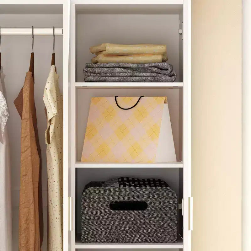 Armoire blanche Famapy avec coiffeuse et miroir, garde-robe polyvalente