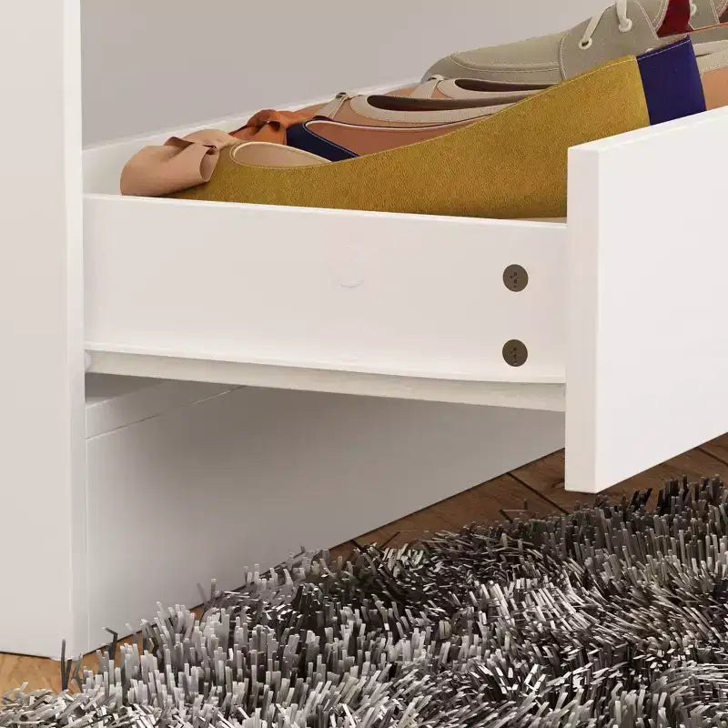 Armoire blanche Famapy avec coiffeuse et miroir, garde-robe polyvalente