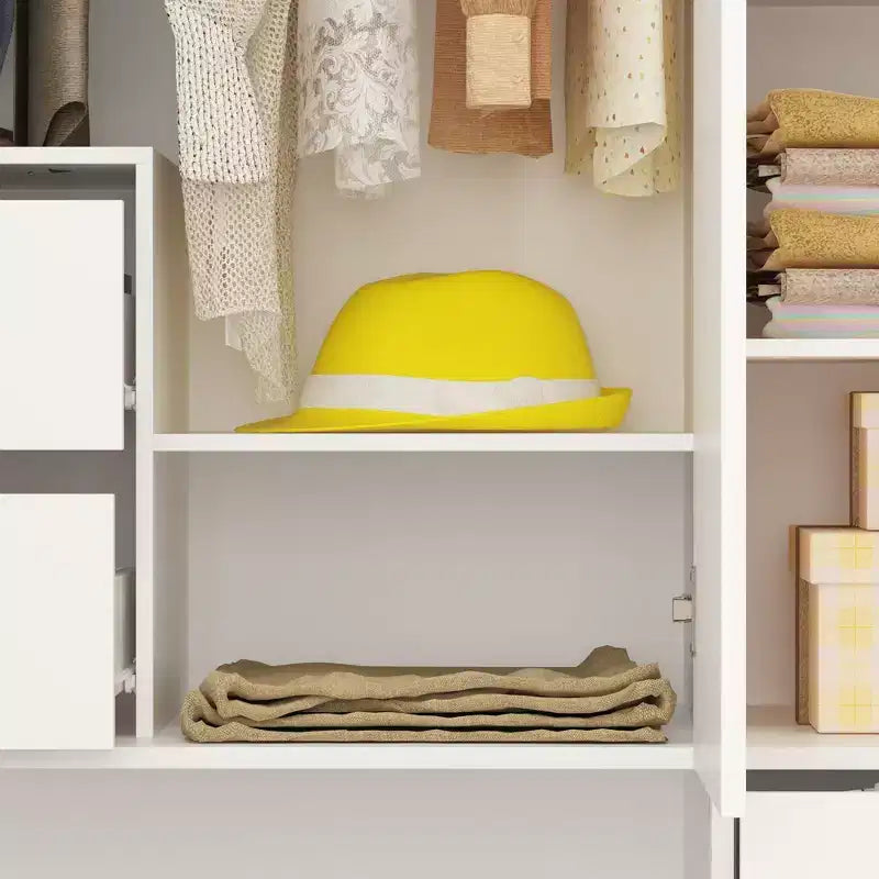 Armoire blanche Famapy avec coiffeuse et miroir, garde-robe polyvalente