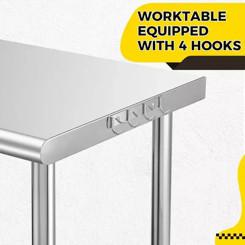 Table de travail/préparation de cuisine en acier inoxydable pour restaurant commercial certifiée NSF