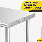 Table de travail/préparation de cuisine en acier inoxydable pour restaurant commercial certifiée NSF