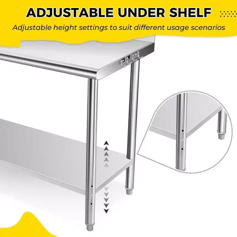 Table de travail/préparation de cuisine en acier inoxydable pour restaurant commercial certifiée NSF
