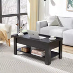 VECELO Table basse relevable avec compartiment caché et étagère de rangement Table à manger pour salon