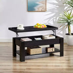 VECELO Coffee Table Lift Top Coffee Tables with Hidden Compartment and Storage Shelf Dining Table for Living Room