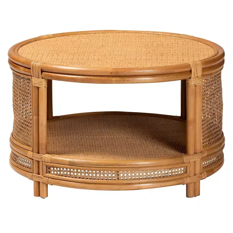 Table basse bali & pari Louis, rotin marron naturel, style bohème moderne