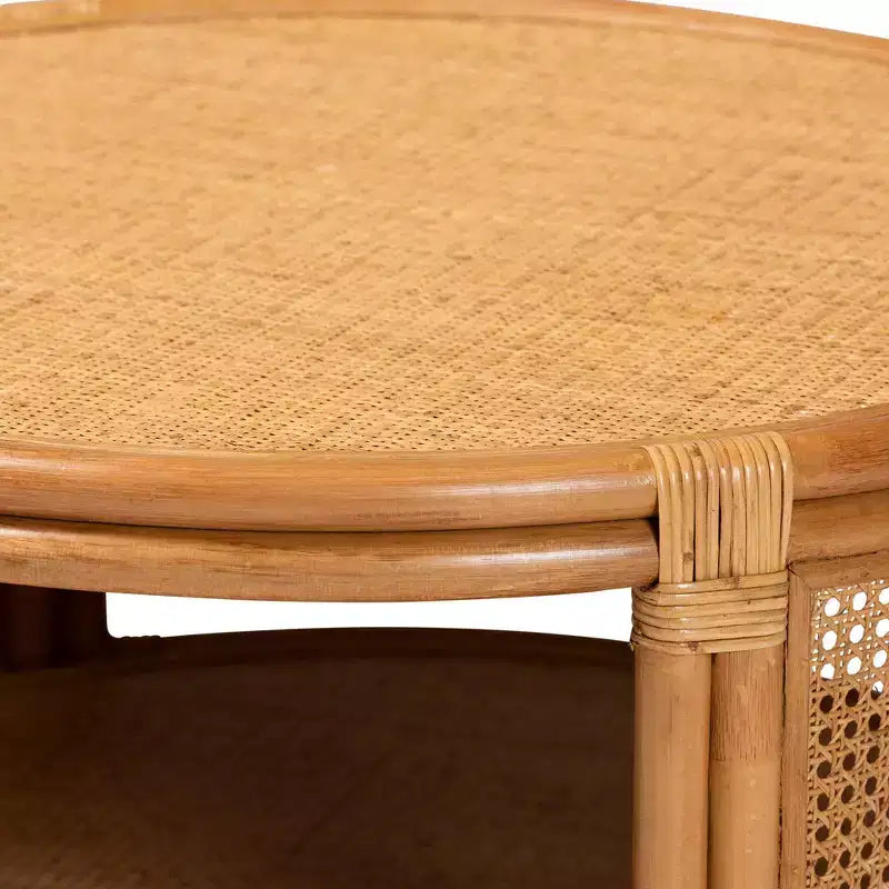 Table basse bali & pari Louis, rotin marron naturel, style bohème moderne