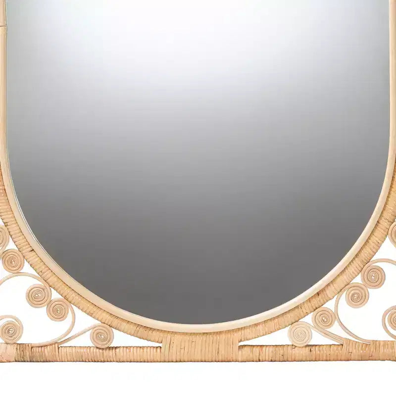 Miroir mural d'appoint bali & pari Isley en rotin naturel marron style bohème moderne