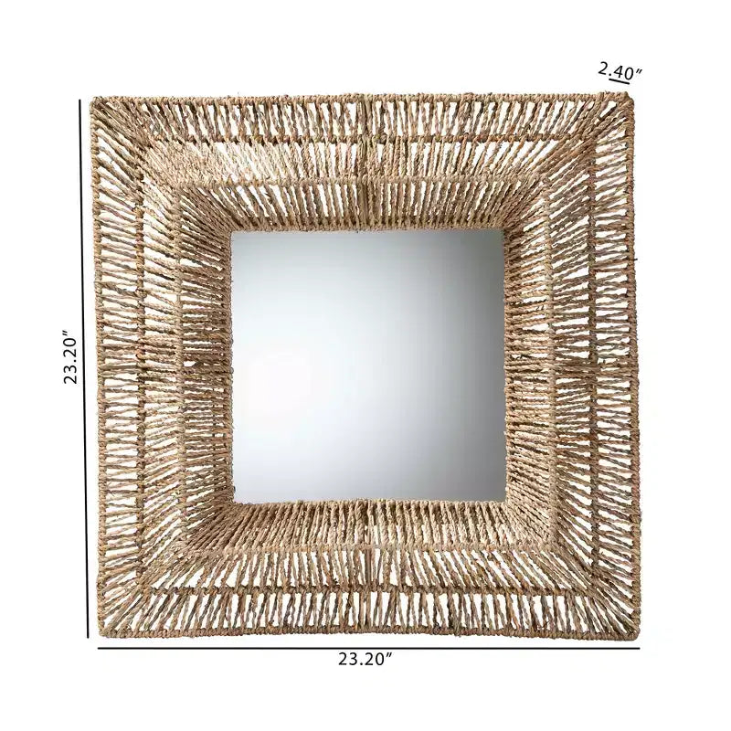 Miroir Mural d'Appoint Moderne Bohème en Métal et Jonc de Mer Naturel Marron bali & pari Collice