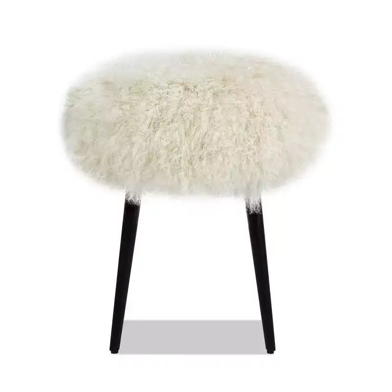 Jennifer Taylor Home Alberta Pouf rond 16 pouces en peau de mouton de Mongolie
