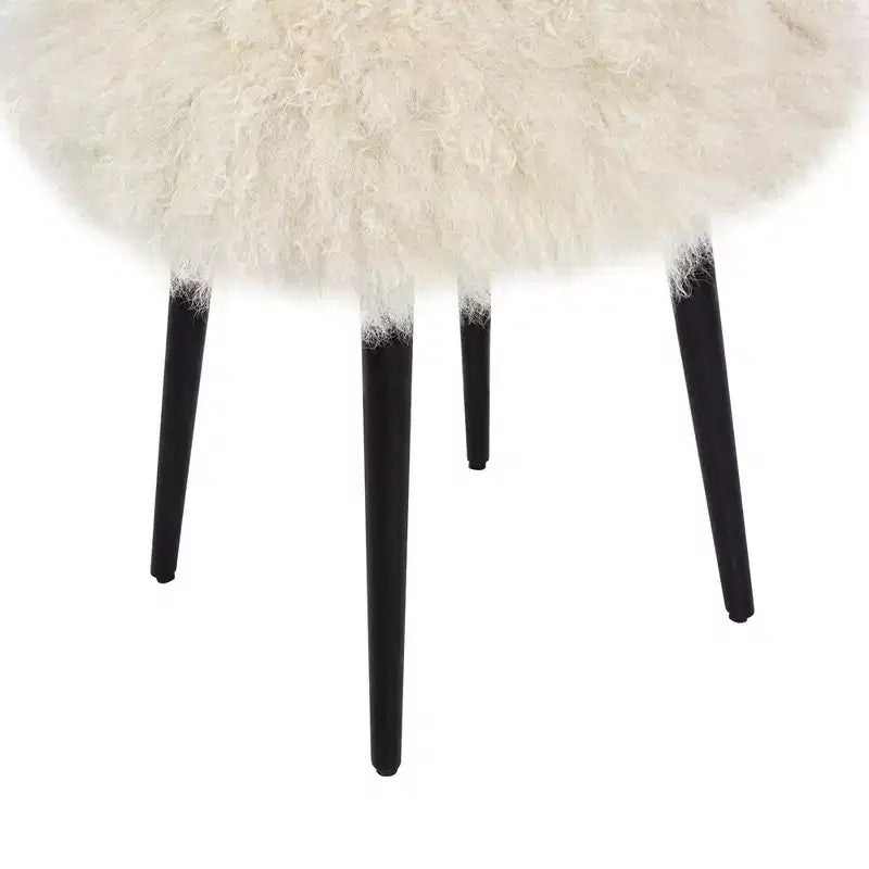 Jennifer Taylor Home Alberta Pouf rond 16 pouces en peau de mouton de Mongolie