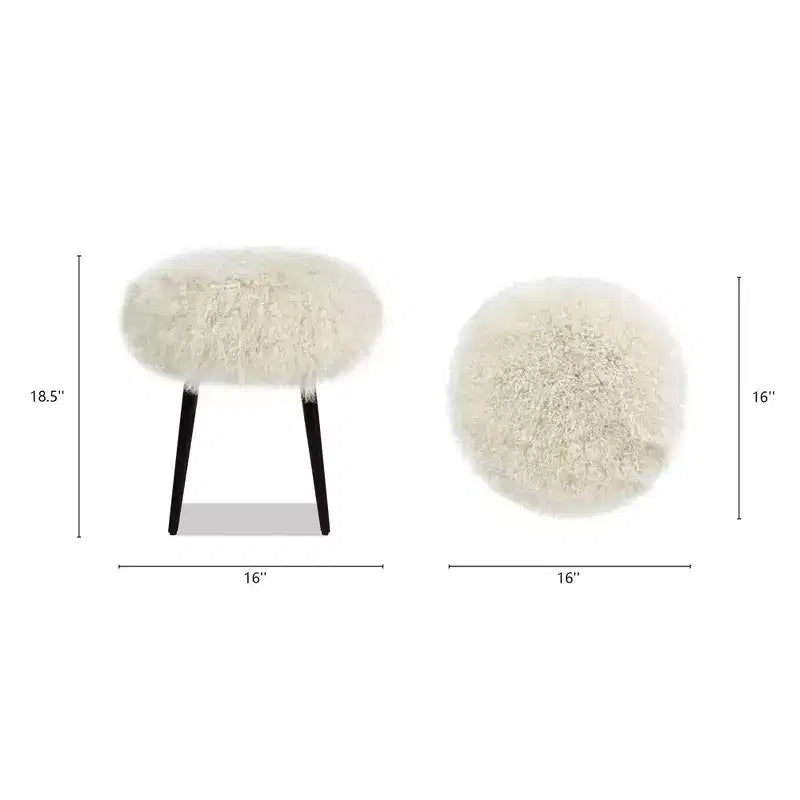 Jennifer Taylor Home Alberta Pouf rond 16 pouces en peau de mouton de Mongolie