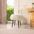 Jennifer Taylor Home Alberta Pouf rond 16 pouces en peau de mouton de Mongolie