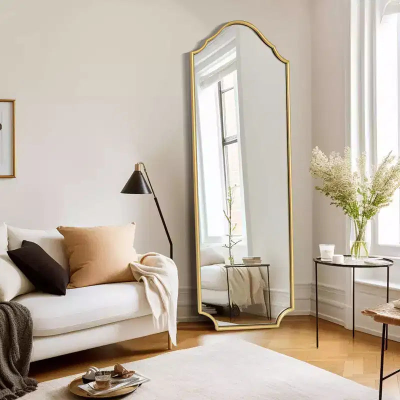 Miroir sur pied arqué en métal WallBeyond 65x22