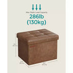 SONGMICS Pouf de rangement pliable Repose-pieds Repose-jambes Charge maximale 130 kg pour Salon Chambre