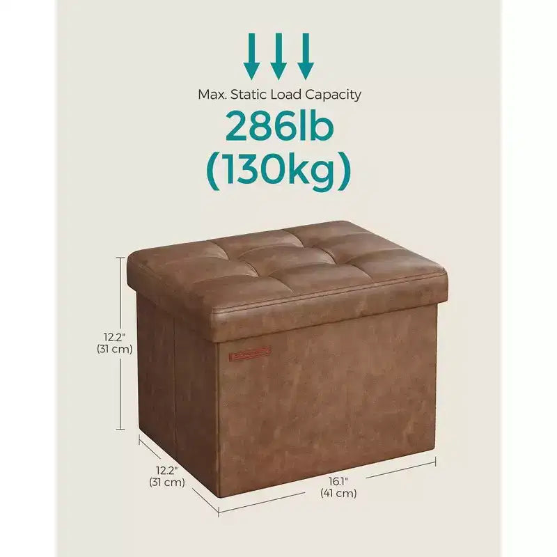 SONGMICS Pouf de rangement pliable Repose-pieds Repose-jambes Charge maximale 130 kg pour Salon Chambre