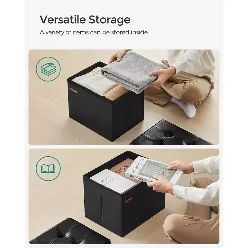 SONGMICS Pouf de rangement pliable Repose-pieds Repose-jambes Charge maximale 130 kg pour Salon Chambre