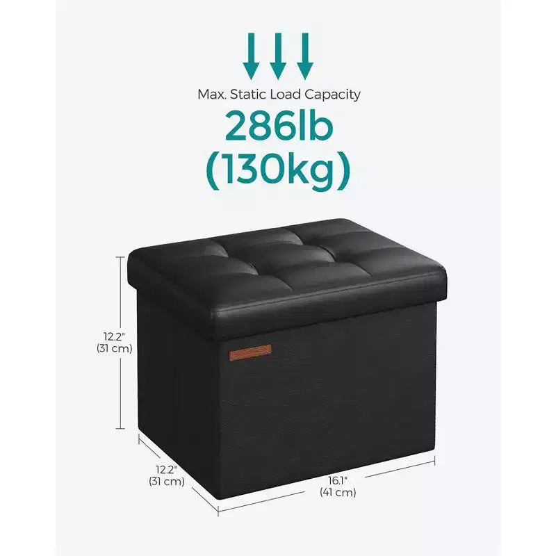 SONGMICS Pouf de rangement pliable Repose-pieds Repose-jambes Charge maximale 130 kg pour Salon Chambre