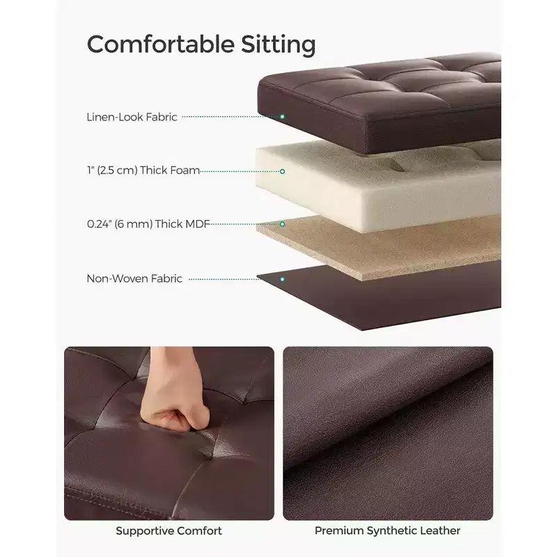 SONGMICS Pouf de rangement pliable Repose-pieds Repose-jambes Charge maximale 130 kg pour Salon Chambre