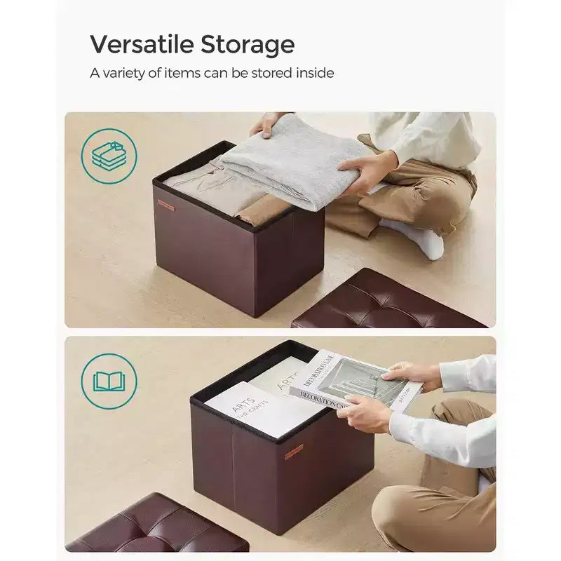 SONGMICS Pouf de rangement pliable Repose-pieds Repose-jambes Charge maximale 130 kg pour Salon Chambre