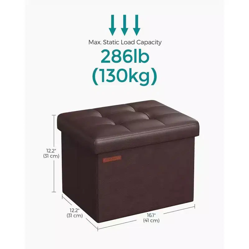 SONGMICS Pouf de rangement pliable Repose-pieds Repose-jambes Charge maximale 130 kg pour Salon Chambre