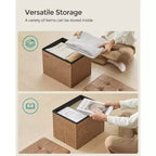 SONGMICS Pouf de rangement pliable Repose-pieds Repose-jambes Charge maximale 130 kg pour Salon Chambre