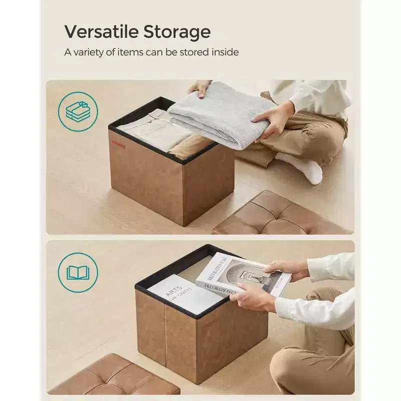 SONGMICS Pouf de rangement pliable Repose-pieds Repose-jambes Charge maximale 130 kg pour Salon Chambre