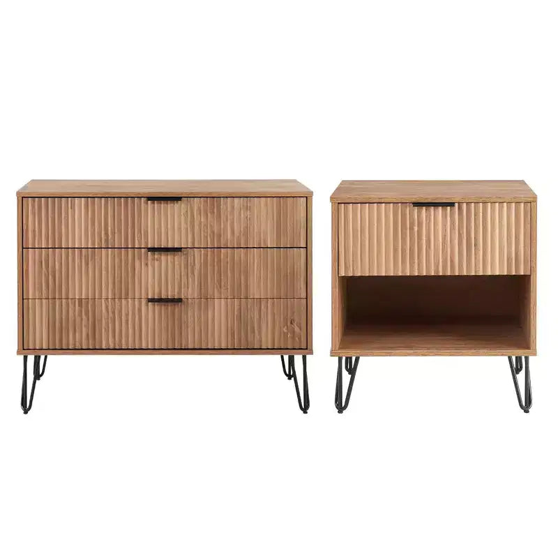 Ensemble commode 3 tiroirs et table de chevet 1 tiroir moderne Manhattan Comfort Dumbo 2 pièces