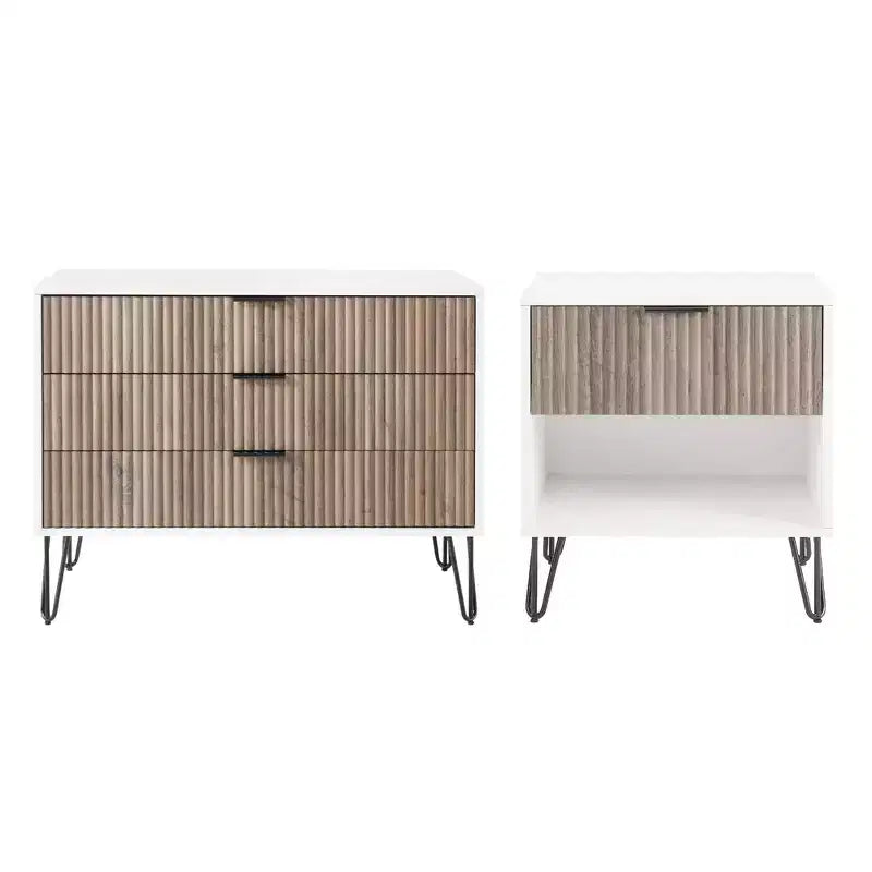 Ensemble commode 3 tiroirs et table de chevet 1 tiroir moderne Manhattan Comfort Dumbo 2 pièces