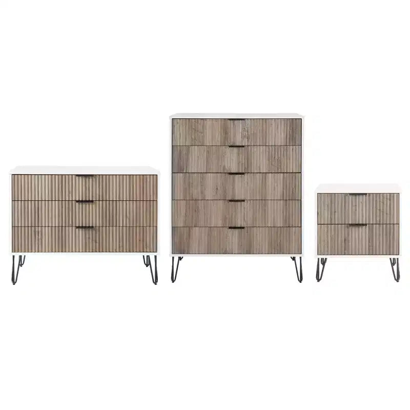 Ensemble commode 5 tiroirs, commode 3 tiroirs et table de chevet Manhattan Comfort Dumbo 3 pièces